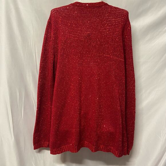 Cato Cardigan Sweater Red Sequin XL - Picture 2 of 10